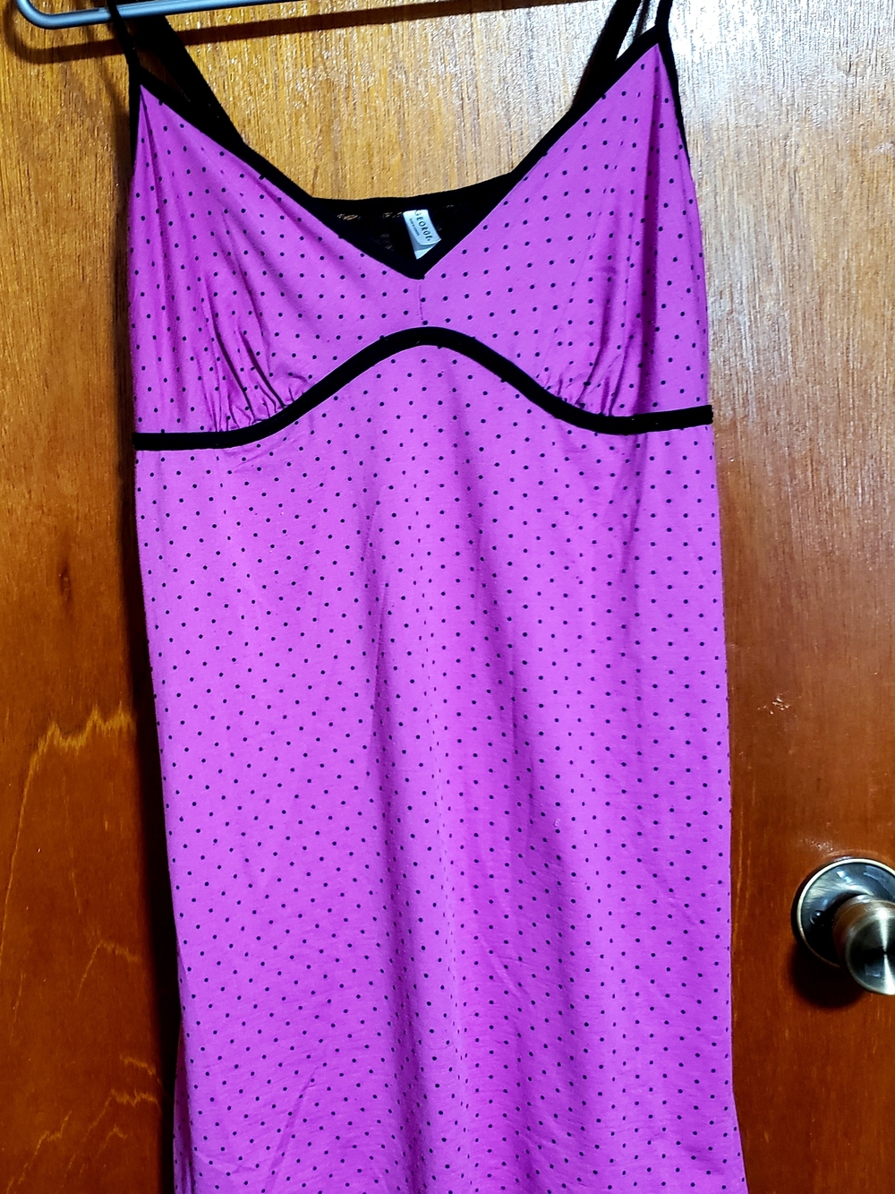 George Pink Dress Slip with Black Polka Dot Trim